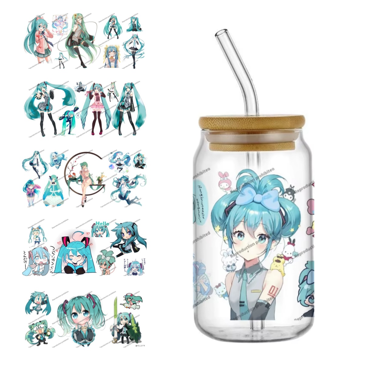 Rdta Tank Glass - 初音ミク UV DTF カップラップ 16 オンス