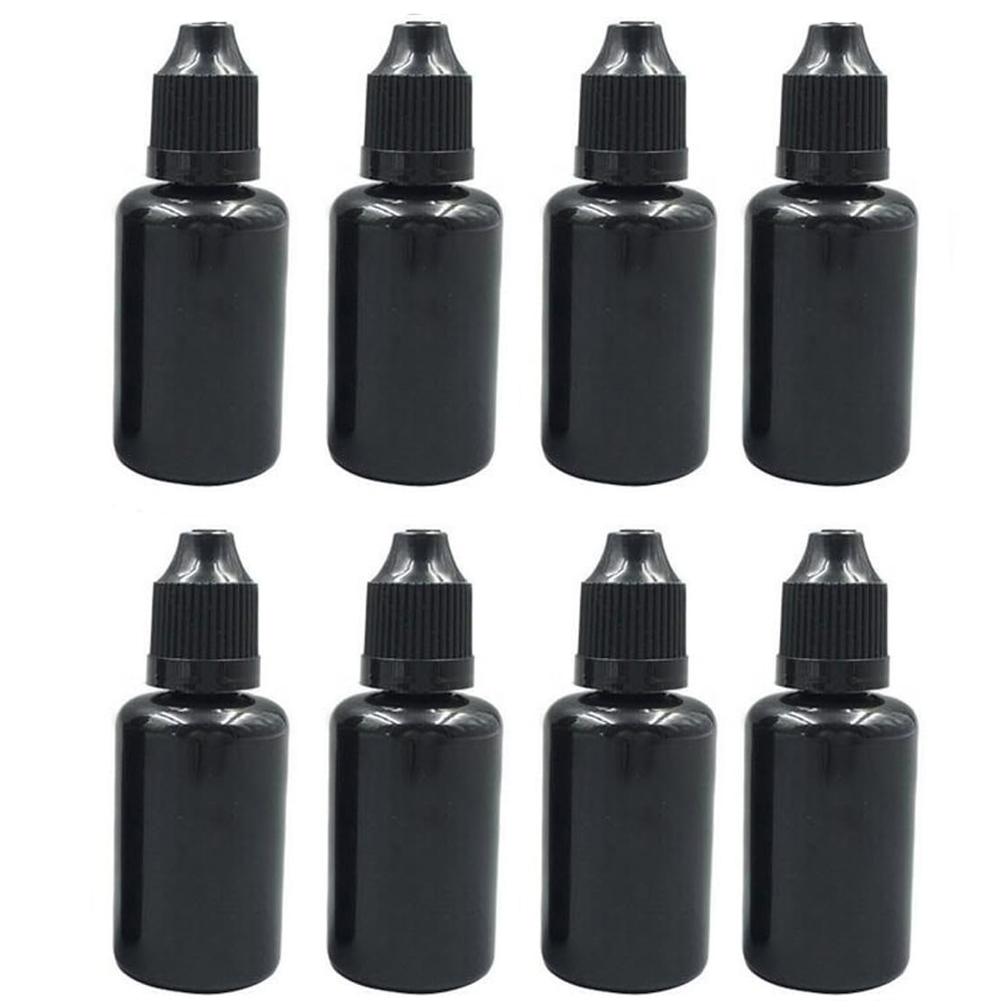 Juice Bottle Dropper - スクリューキャップ付きの黒いペットボトル,空,詰め替え可能,絞れる,スポイト,化粧品,エッセンシャルオイル,5個,5〜20ml