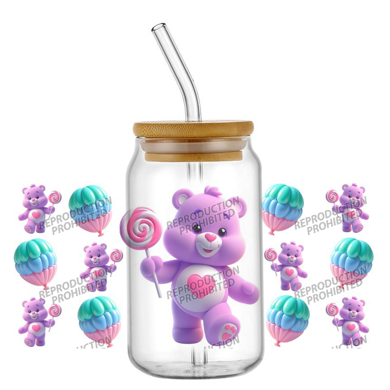 Rdta Tank Glass - 激安人気 可愛い漫画レインボーベア 16オンス UV DTF 3D転写