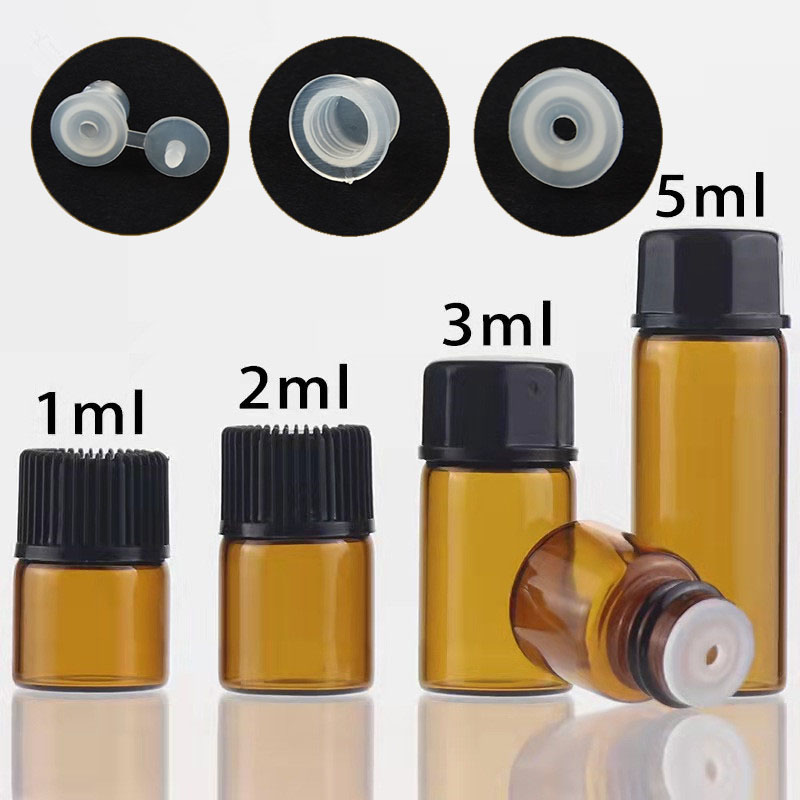 Juice Bottle Dropper - 10X 100x 1/2/3/5/10ML ミニアンバー空ドロッパーガラスボトルエッセンシャルオイルフレグランスアロマセラピーサンプルバイアルオリフィスリデューサー