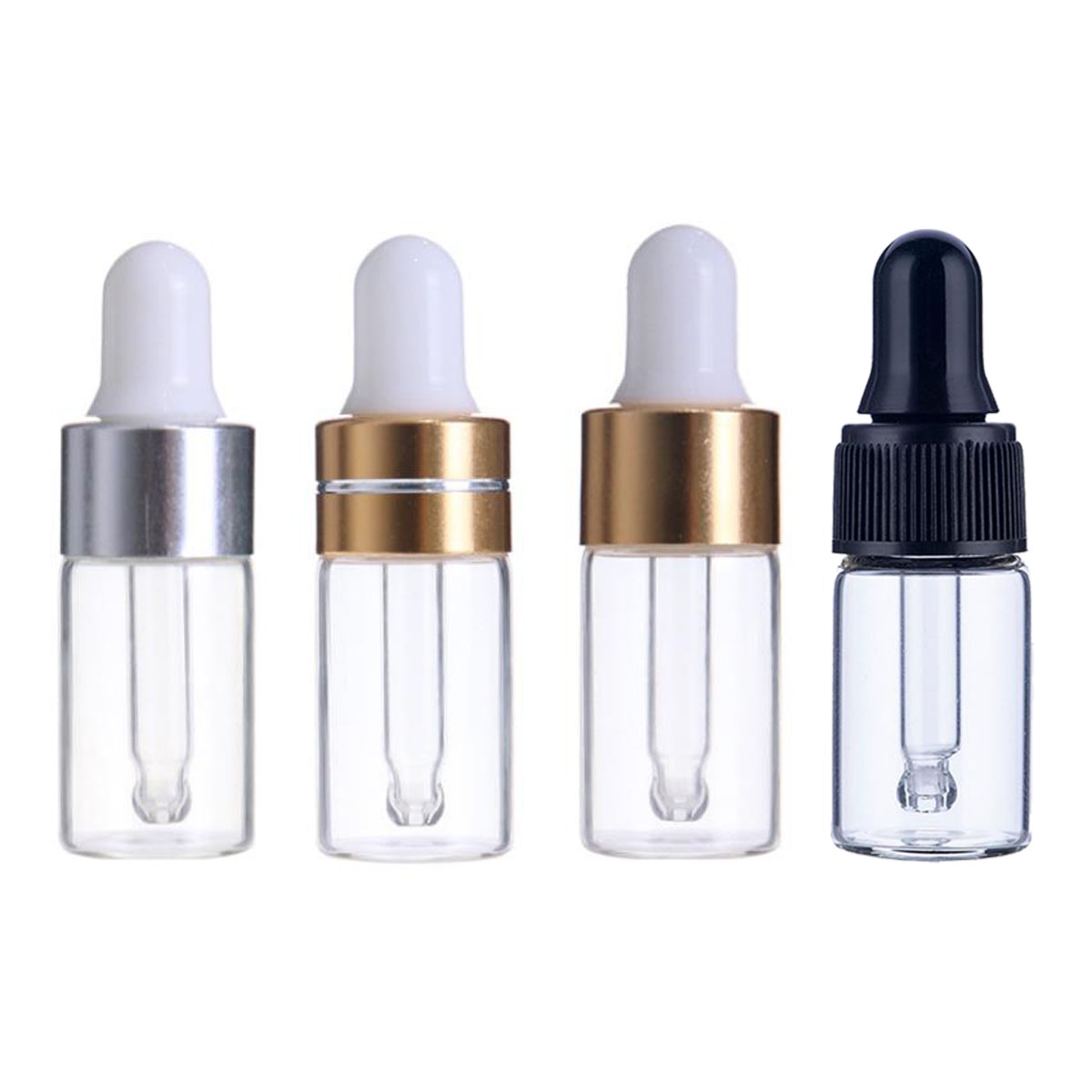 Juice Bottle Dropper - ガラス製の遊具ボトル、透明、ガラス、エッセンシャルオイル、アロマテラピー、ボトル、シルバーキャップ、純粋なドロップ、アイリキッド、30x、50x、100x、1、2、3、5 ml