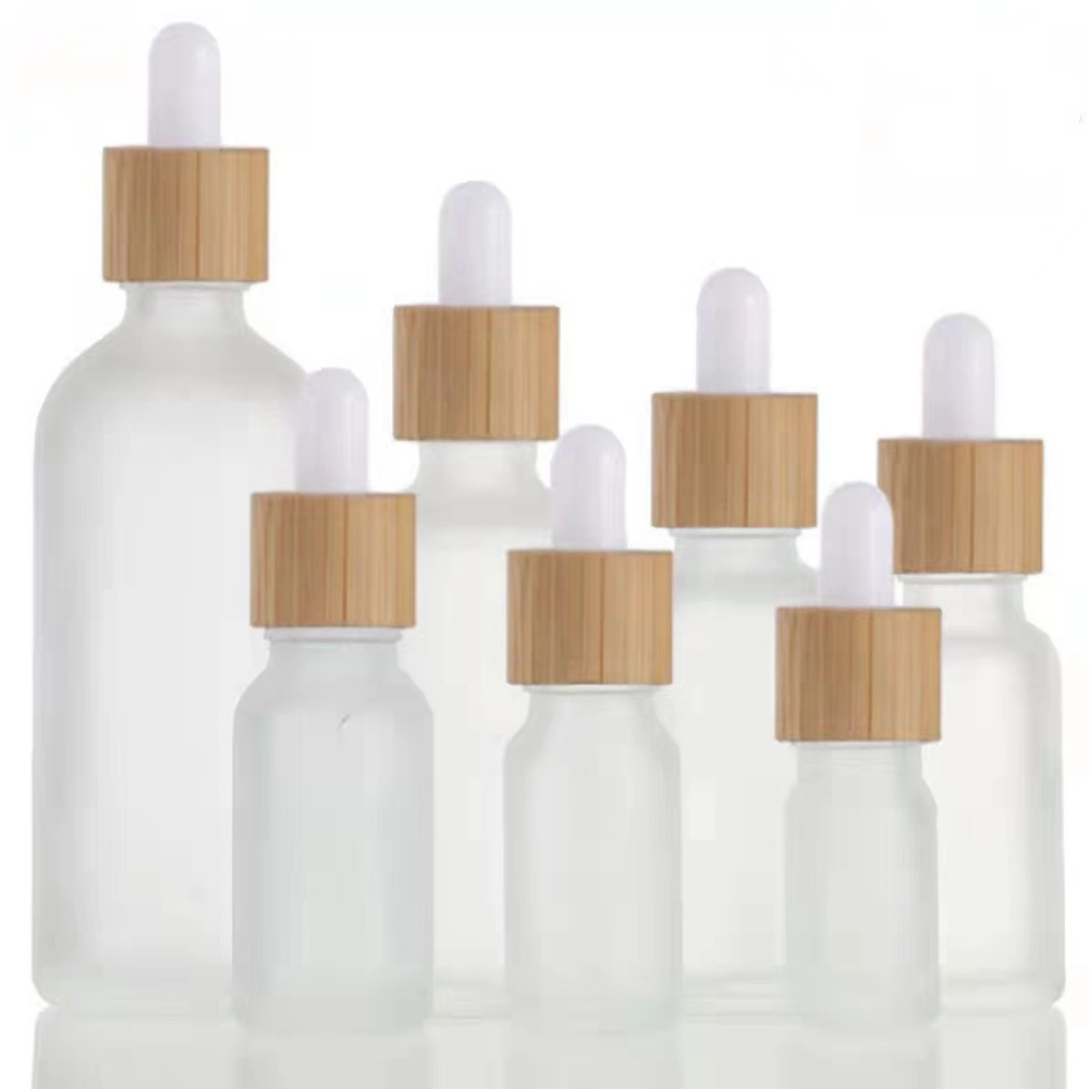 5X 10X つや消しクリアホワイトガラスドロッパーボトル竹 - Juice Bottle Dropper のレビューと価格